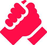 Ícono de manos unidas representando colaboraciones y activaciones