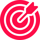 Ícono de diana con flecha representando misión y objetivos